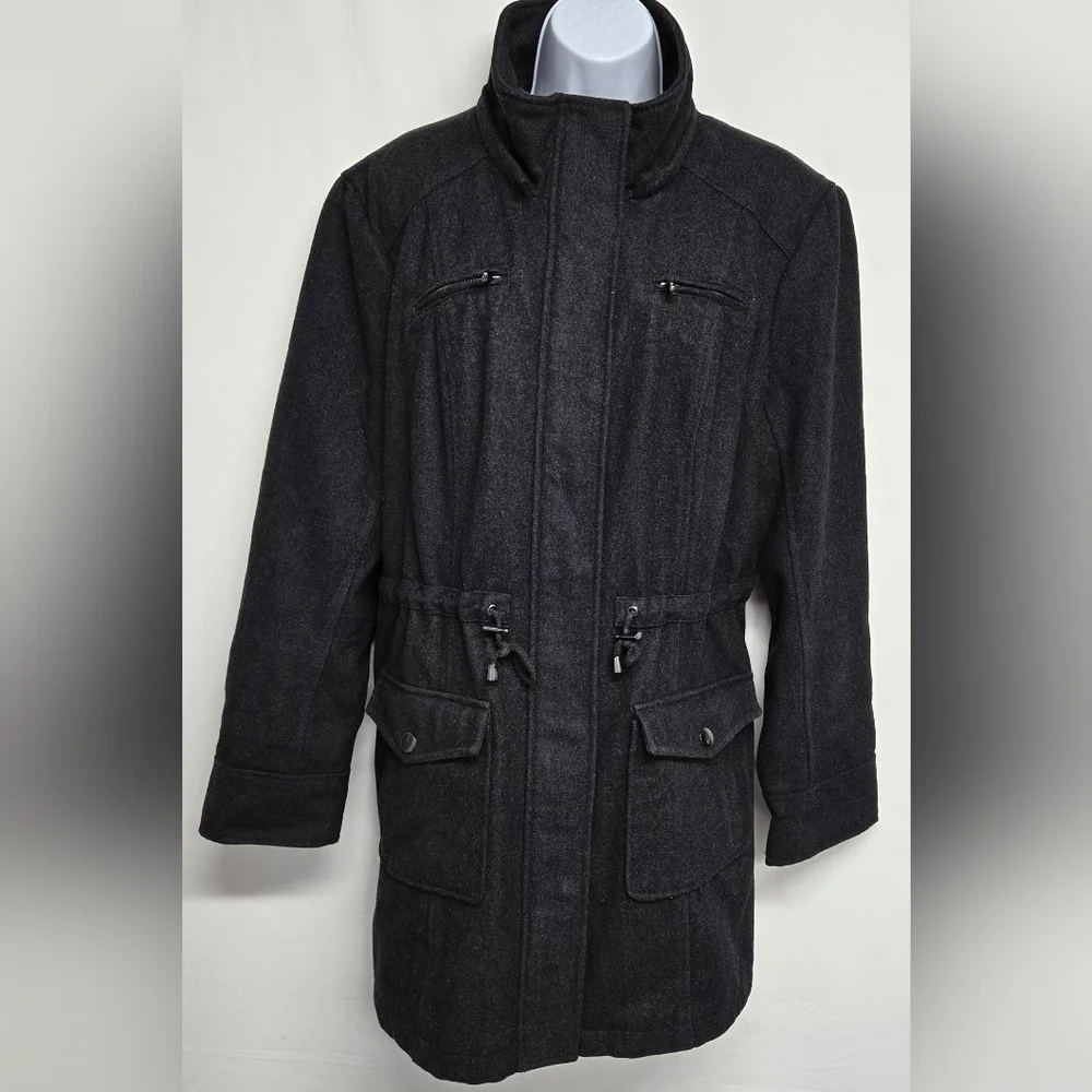 New York & Co XL Wool Blend Pea Coat Charcoal Grey Heavy Winter